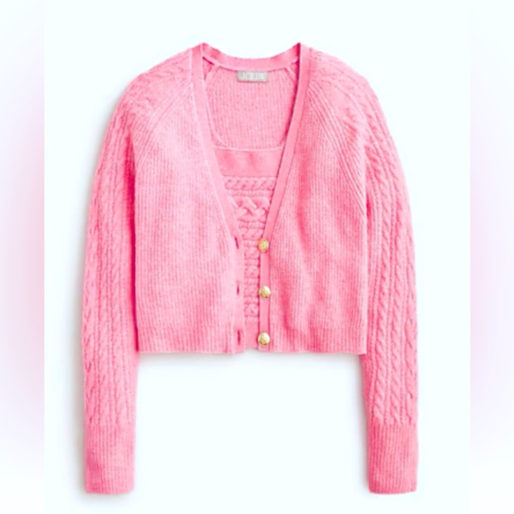 Supersoft cropped cable-knit sweater-tank set